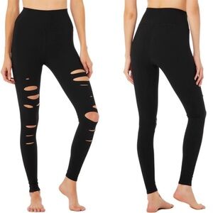 ALO Yoga Black Distressed Leggings